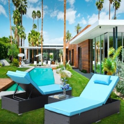 Sofeyszone 3-Piece Patio Lounge Set - Blue