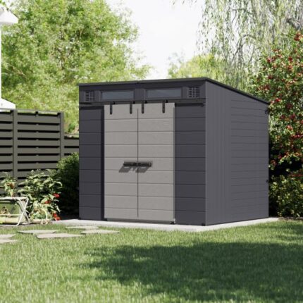 Lawn Crafty Suncast Modernist® 8 ft. x 7 ft. Dual Barn Door Storage Shed